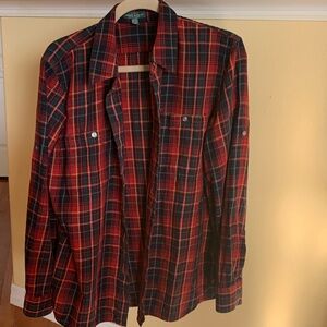 Lauren  Ralph Lauren plaid Flannel Shirt Size XL Red and Gold